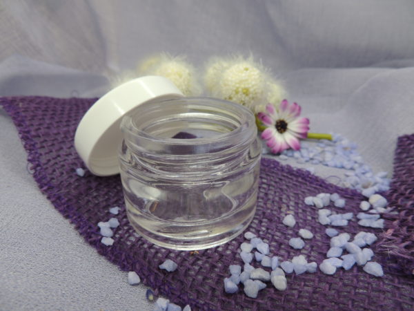 Cremetiegel Glas klar Deckel weiß