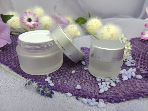 Cremetiegel Glas matt Deckel silber | 10ml